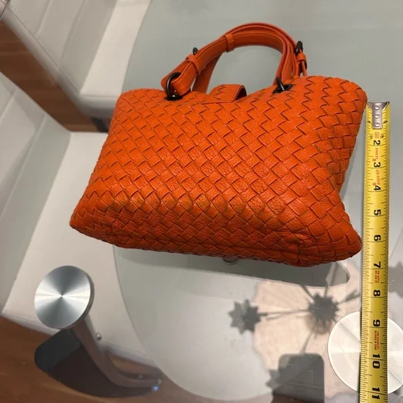 Bottega Veneta Orange Woven Leather Tote - Picture 10 of 15